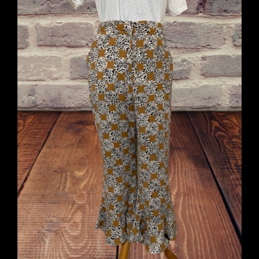 Topshop leopard frill ruffle cropped pants size 6